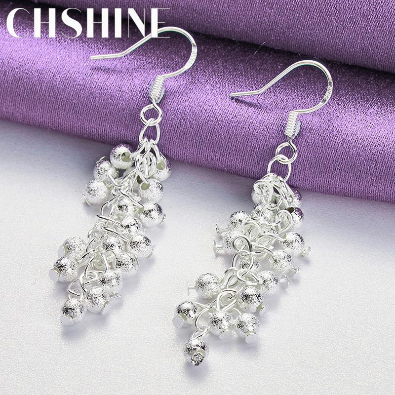 CHSHINE 925 Sterling Silver Matte Grape Drop Earrings For Women Wedding Party Fashion Charm Jewelry