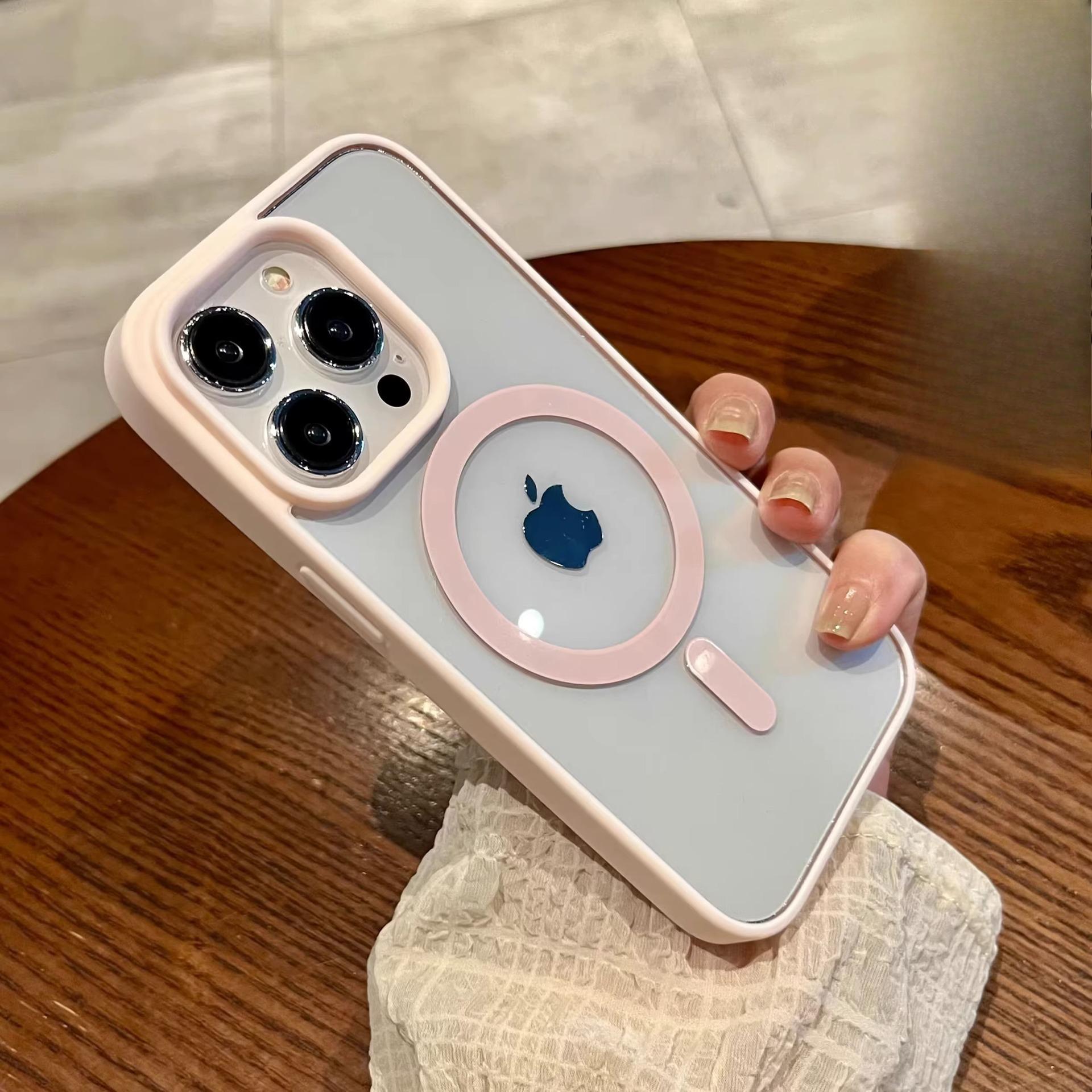 

Macaron Силиконовый Магнитный Зарядный Чехол Подходит Для IPhone 15 Мобильный Телефон Чехол Прозрачный Высокое Разрешение Apple 14 Противоударный Защитный Чехол iPhoneX/XS розовый