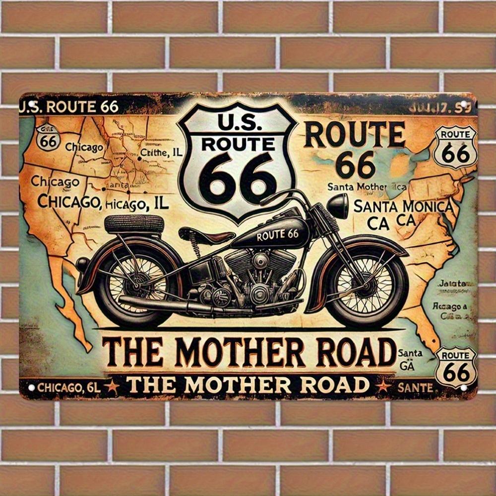 Retro 66 Highway Motorcycle Wooden Wall Decor Sign suitable for home bar garage bedroom door decoration