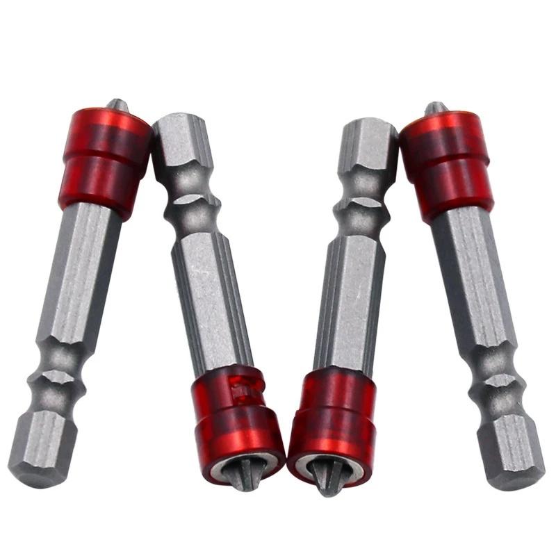 Screwdriver Bits Red Head Magnet Driver Hex Shank with Magnetizer Cross Magnetic Bit Hand Electric Screw Tool Accessories