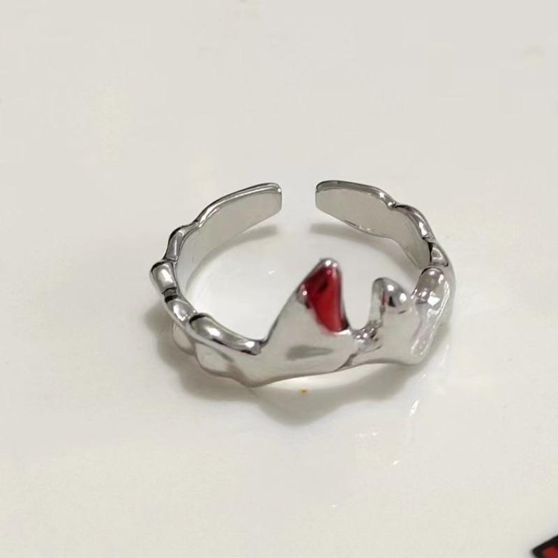 Personalisierter Modischer Unregelmäßiger Offener Flammenring Personalisierter Dunkler Stil Geometrischer Schmuck Zubehör für Damen Großhandel