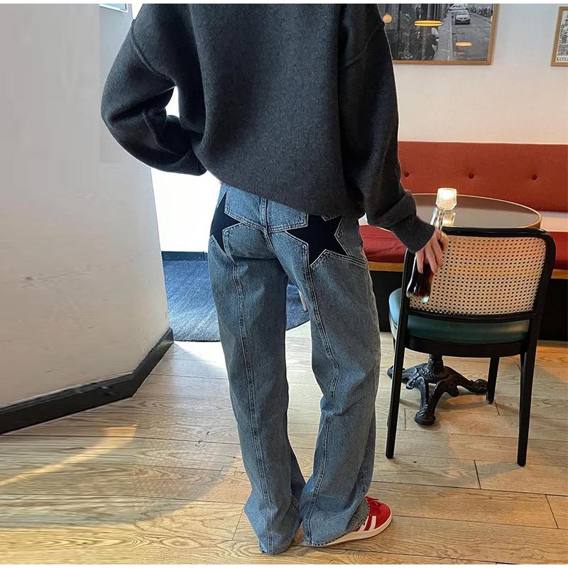 Vintage Low Rise Baggy Jeans Damen Y2k Loose Fit Boyfriend Straight Wide Leg Jeans Trendy Stretch Lange Jeanshose