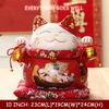 10 inch Ceramic Lucky Cat Money Bank Maneki Neko Fortune Cats Porcelain Happy Smiling Cat Figures Feng Shui Decor Ornament