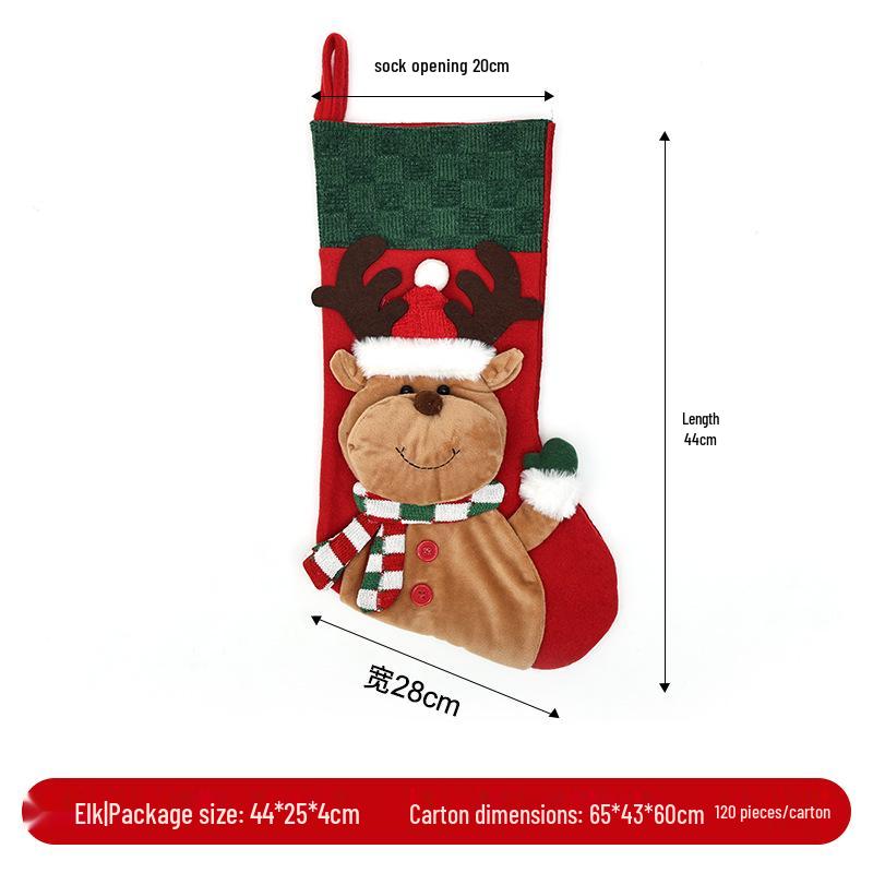 Pink Cartoon Christmas Stockings: Children's Gift Bags with Rooftop Santa Design for Candy & Tree Decorations