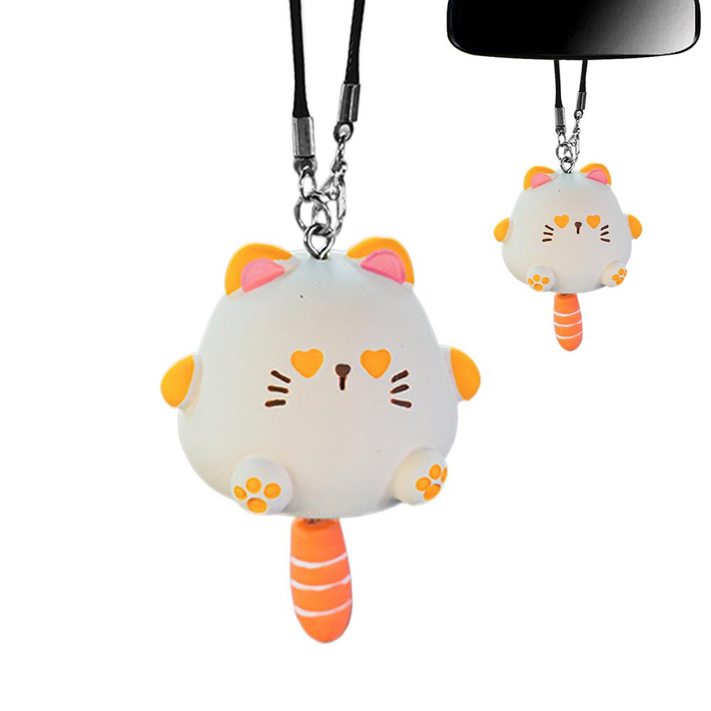 Cat Charm For Car Cute Kitten Car Rearview Pendant Car Rearview Pendant Decoration Car Hangable Resin Kitten Accessories