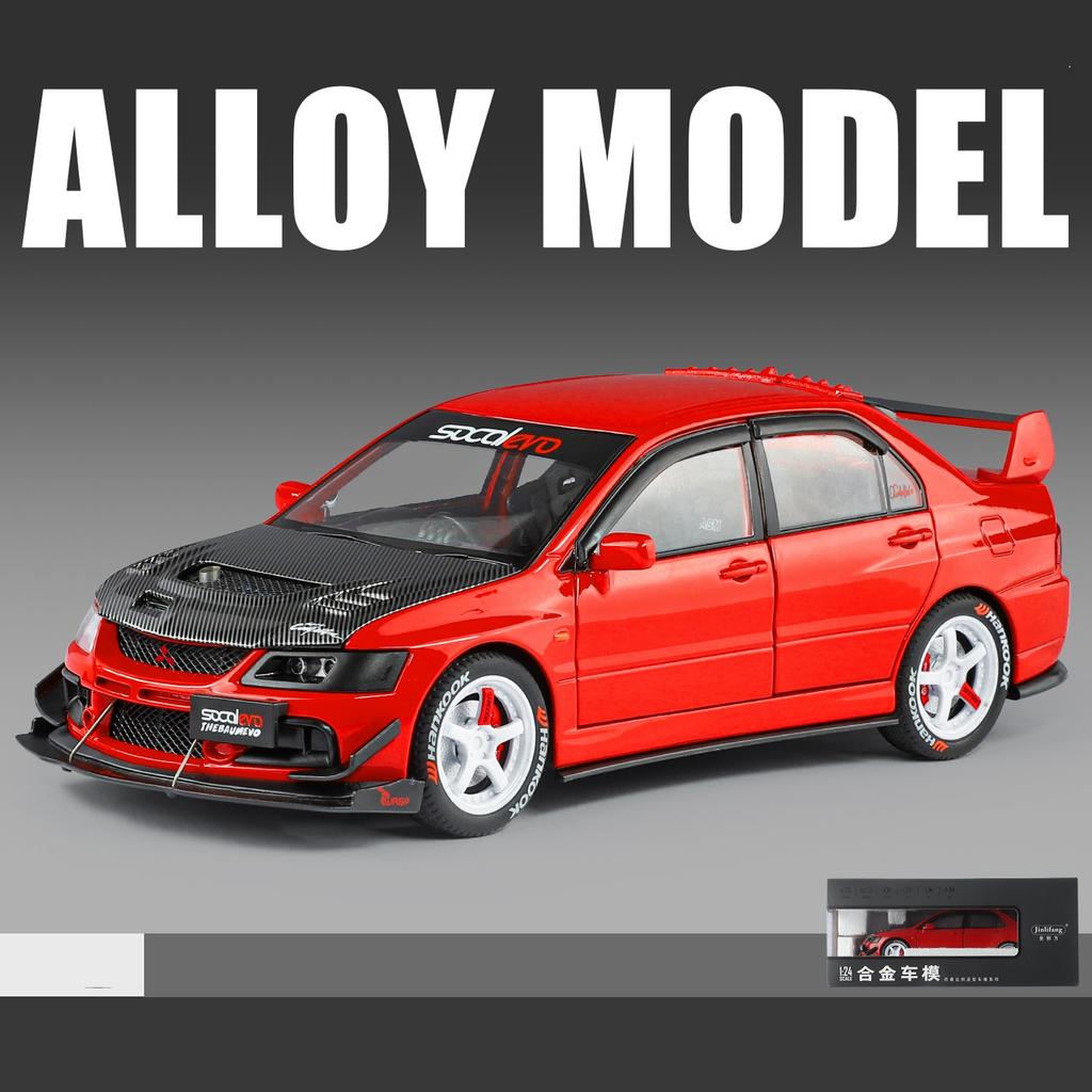 cwtnuk1 1/24 Mitsubishi EVO 9 JDM Super Sport Racing Toy Car Diecast Metal Rally Miniature Sound & Light Gift For Kid Boy Collection