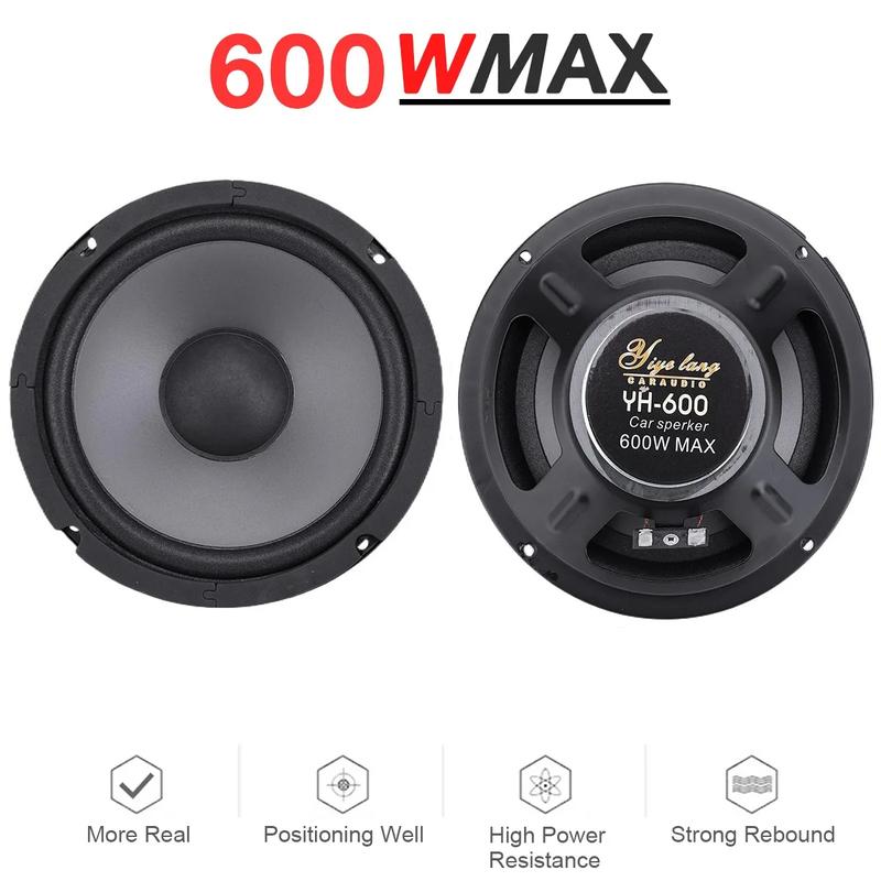 4/5/6 Inch Car Speakers 600W 2-Way Vehicle Door Audio Music Stereo Subwoofer Full Range Frequency Automotive Speakers 1PCS