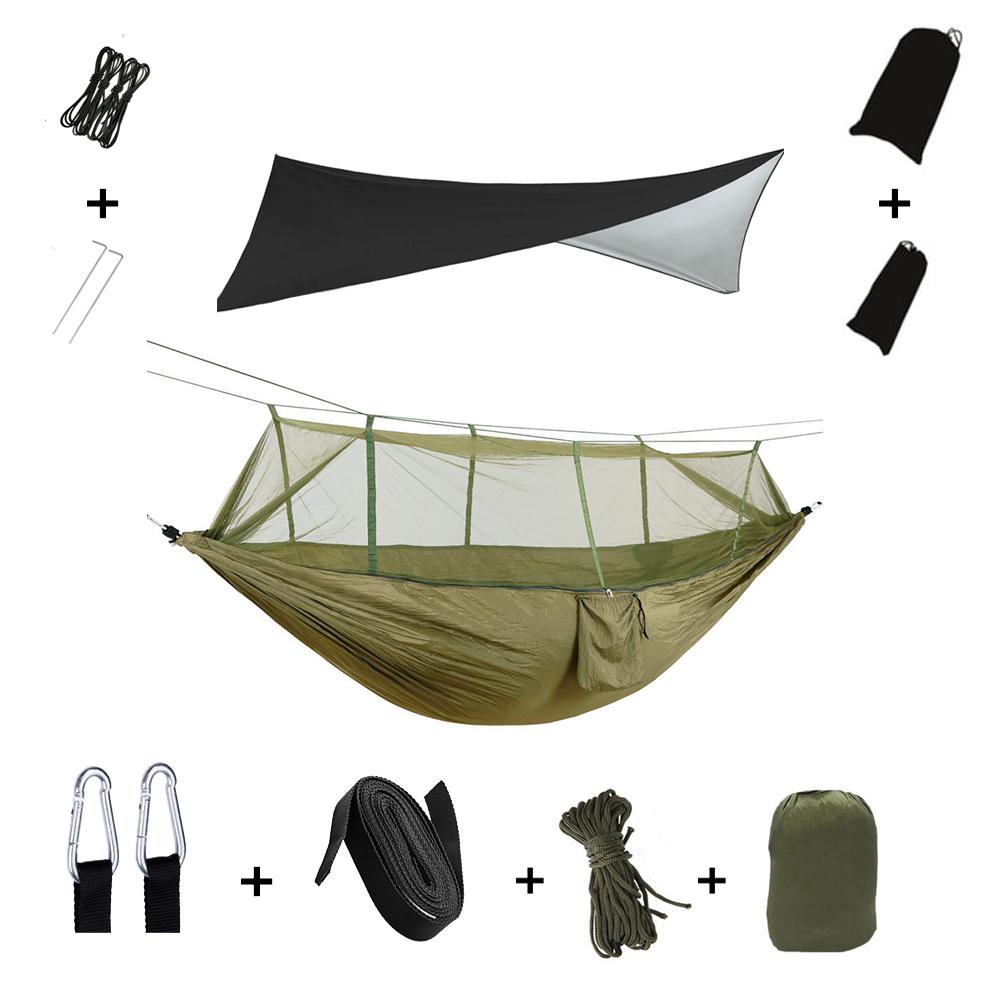 Anti Outdoor Camping Hammock With Mosquito Net And Rain Tent Equipment Supplies Shelters Camp Bed Survival Portable Hammock Soft and Comfortable