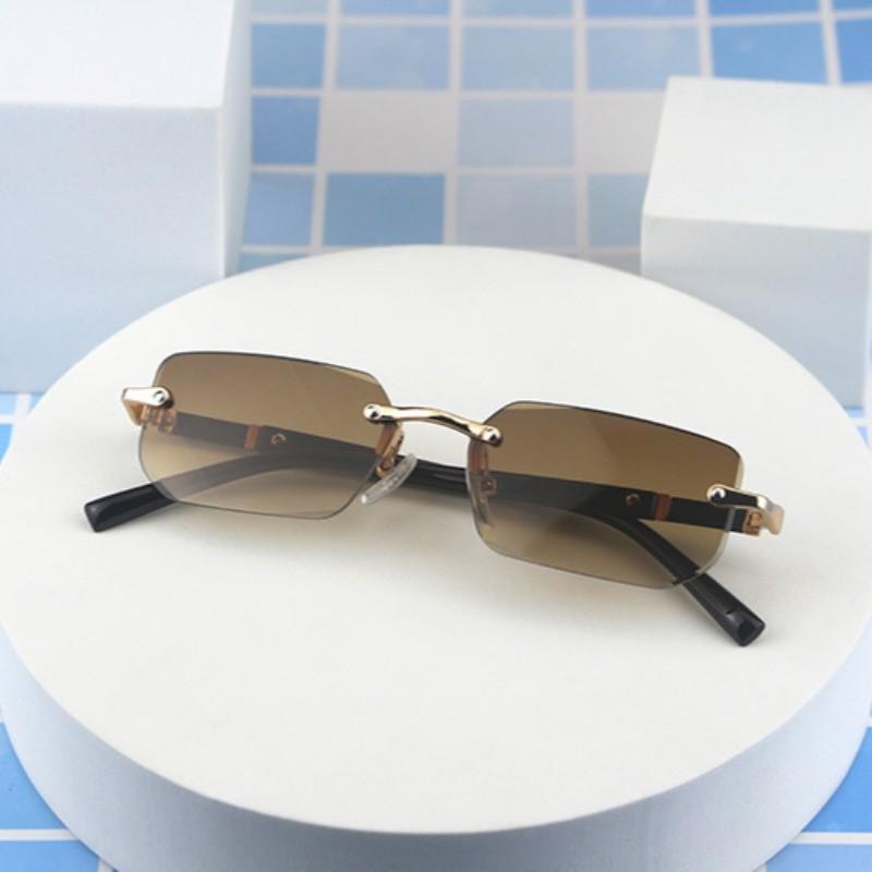 5PCS Sunglasses Fashion Gradient Square Frame Sunglasses for Women with UV Protection Korean Style Rimless Glasses for Ladies