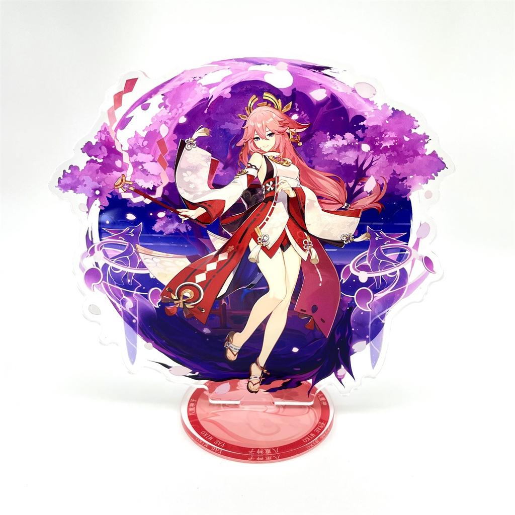 Anime Figure Genshin Impact Furina Arlecchino Xiao Yae Miko Yelan Acrylic Stand Model Board Desk Decor Standing Sign Fans Present