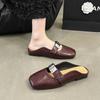 Fashion Elegant Women Marie Janes Shoes Square Toe Flats Loafers Casual Woman Shoes New 2025 Spring Buckle Sandals Shallow Zapatos Mujer