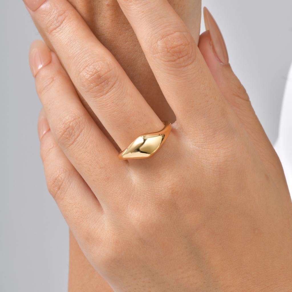 Vnox Gold Plated Flowing Glossy Ring for Women Girl, Irregular Simple Classic Light Luxury Minimalist Dainty Band Jewelry Gift