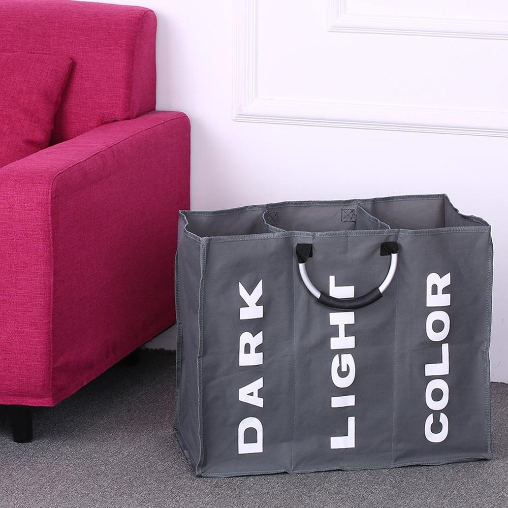 Dark Grey Large Laundry Bag Aluminum Handles Dirty Clothes Storage Bag Household Use