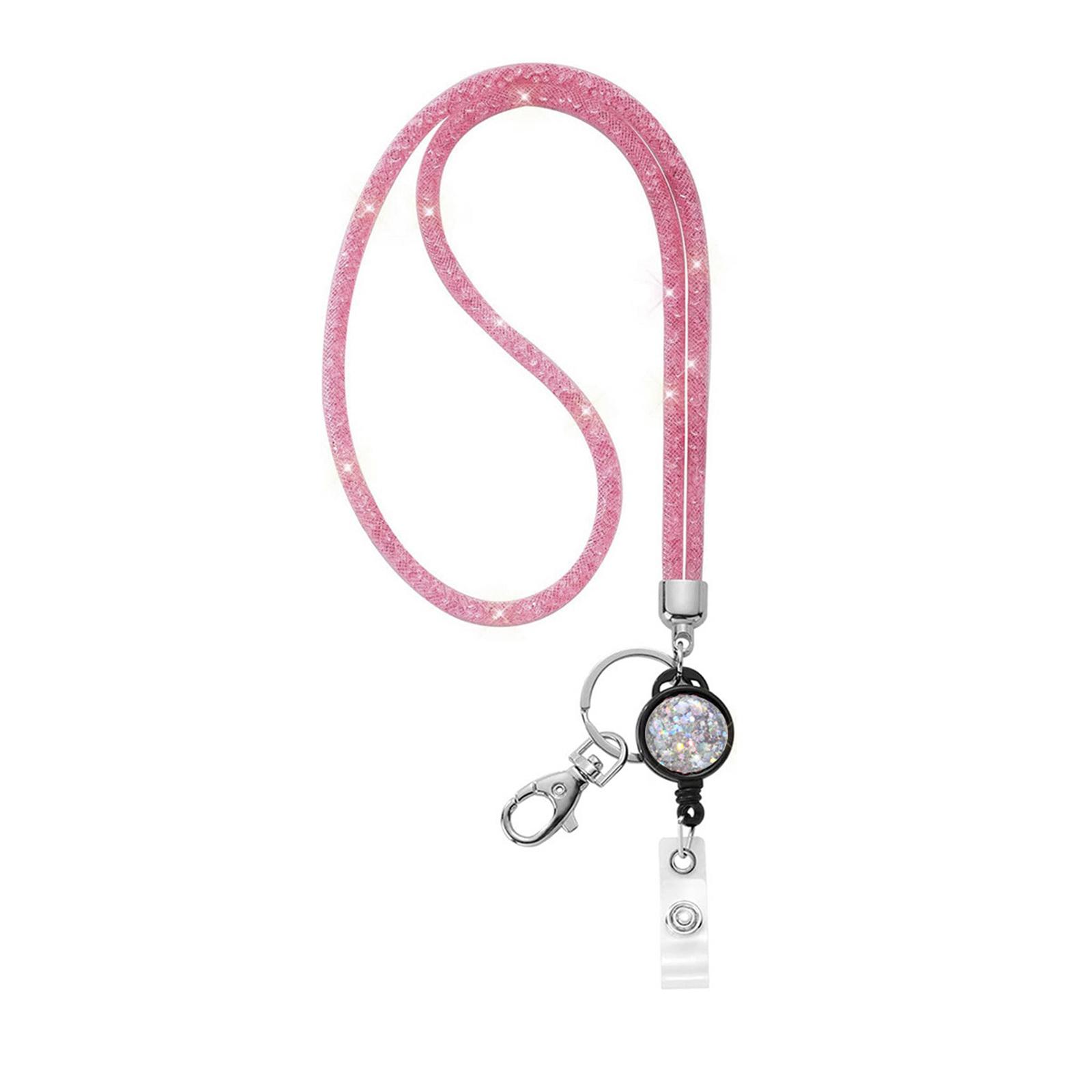 

Блестящий шнурок-ожерелье для ключей и держателя для бейджа, выдвижной, со стразами, шнурок-ожерелье, шнурок для телефона для женщин