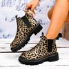 Large size Martin boots New European and American leopard print single boots casual boots in autumn and winter