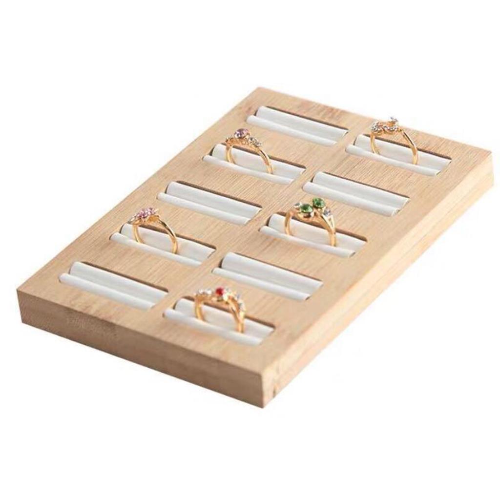 Holzohrringe Ringe Schmuck Display Tablett Organizer Halter 15 Slots Weiß