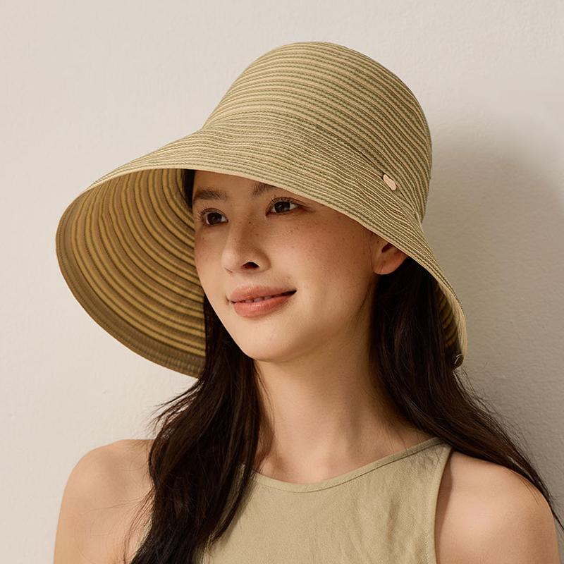 Striped Bow Big Brim Fisherman Hat Women's Summer Outdoor Travel Foldable Sun Hat