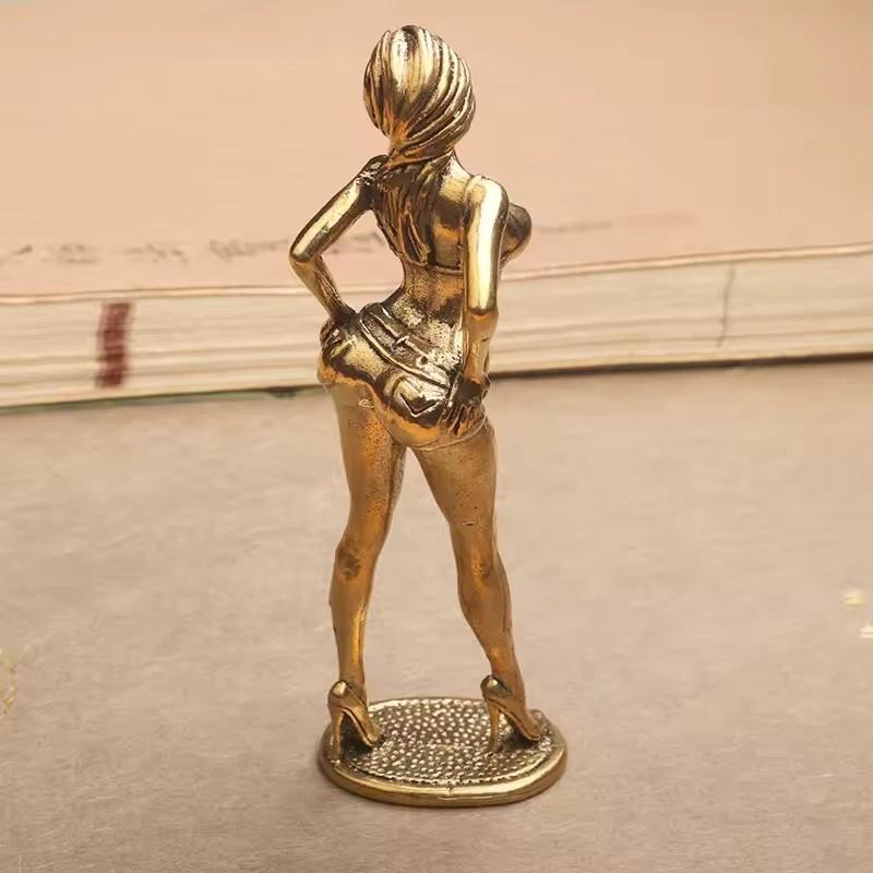 Vintage Bikini Güzeli Heykelciği - Art Deco Metal Ev Ofis Dekorasyonu Hediye