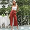 Women's Casual High Waist Capris Pants Solid Color Print Fashion