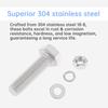10 Pcs 304 Stainless Steel M8 x 30mm Hex Bolt Set, Fully Threaded Hex Screws with Flat Washer, Spring Washer and Matching Nuts