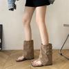 Fashion Inner Heightened Cold Boots Women 2025 New Summer Fashion Flip-toe Herringbone Pants Versatile Small Booties