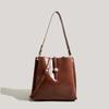 PU Leather Women Single Shoulder Bag Solid Large Capacity Office Ladies Bucket Bag Korean Vintage Classic Female Handbag
