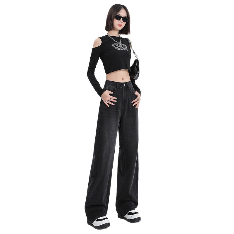 Autumn/Winter 2025 Women’s Fleece Jeans: Loose, High-Waisted, Wide-Leg, Floor-Length, Retro Slimming Pants