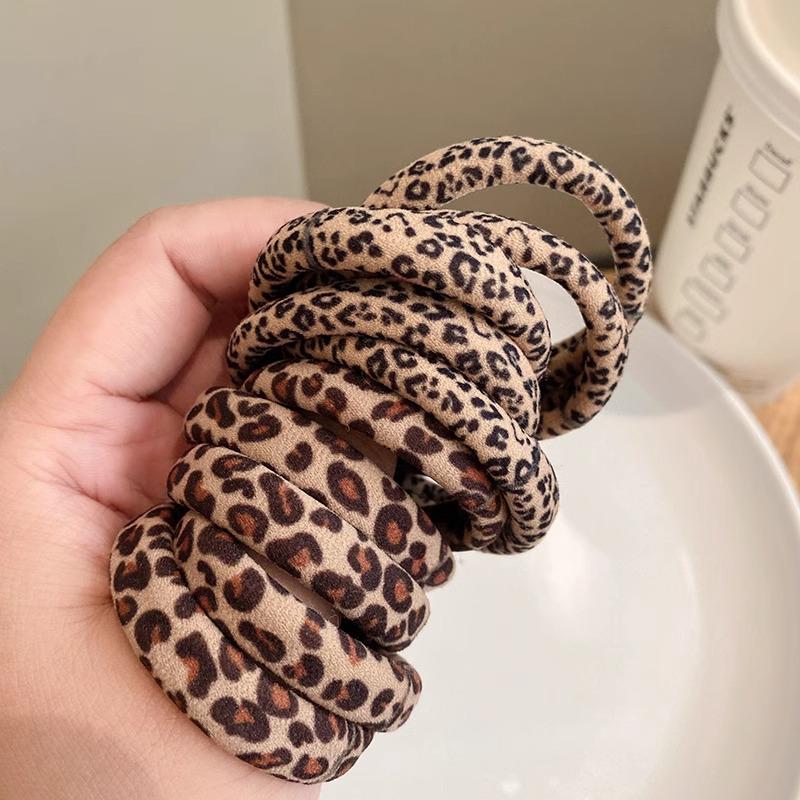 Leopardenmuster Hochelastisches Nahtloses Haargummi für Damen - Beschädigungsfreies Gummiband für Pferdeschwanz