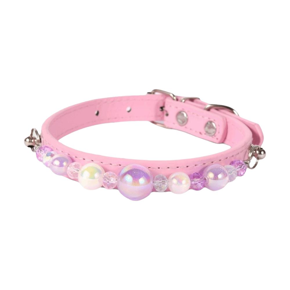 Dream Colored Bead Pet Collar PU Leather Cat Collar Adjustable Adjustable Collar  For Puppy