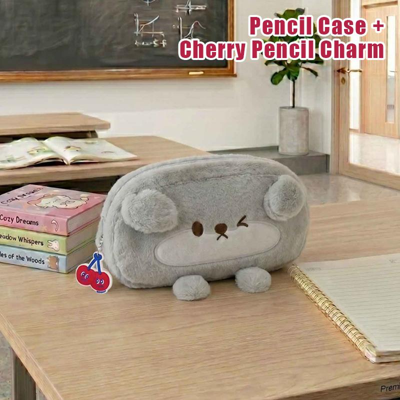 Cute Little Otter Penguin Plush Pen Bag, Large Capacity Pencil Case, Stationery Storage Bag School Supplies