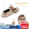 Kids DIY Remote Control Paddle Wheel Ship Model Kids Students Science Experiments Kit Science Invention Experiment Material Toys