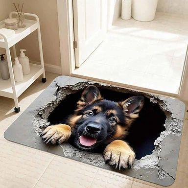 Great White Shark Printed Door Mat Vintage Wooden Board Stone Hole 2D Printed Carpet Living Room Bedroom Foyer Floor Mat