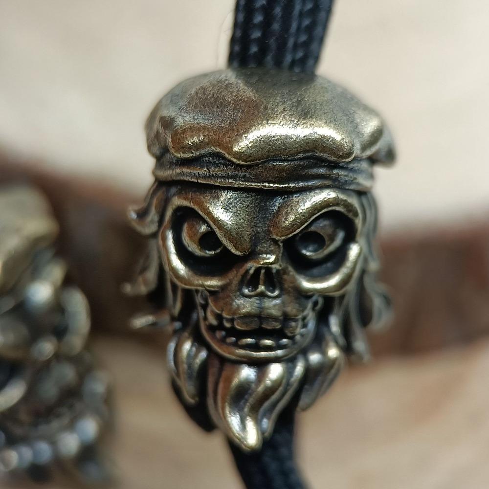 Sailor Skull Head Brass Knife Beads EDC DIY Woven Bracelets Lanyard Key Chain Pendants Accessories Outdoor Tool Hangings Charms