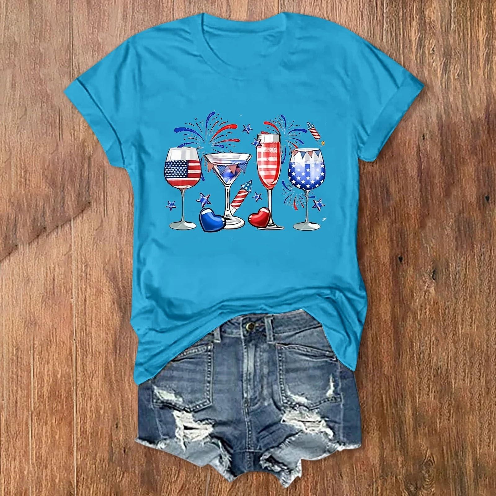 

Женские футболки с изображением 4 июля, американский флаг США, патриотические повседневные футболки с короткими рукавами и милыми бабочками, блузки, топы XL
