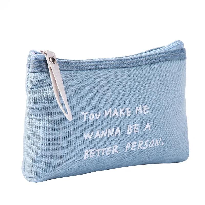 Soft Canvas Dot Print Women Cute Cosmetic Bag Toiletries Organizer Portable Make Up Bags Case Travel Storage Bag
