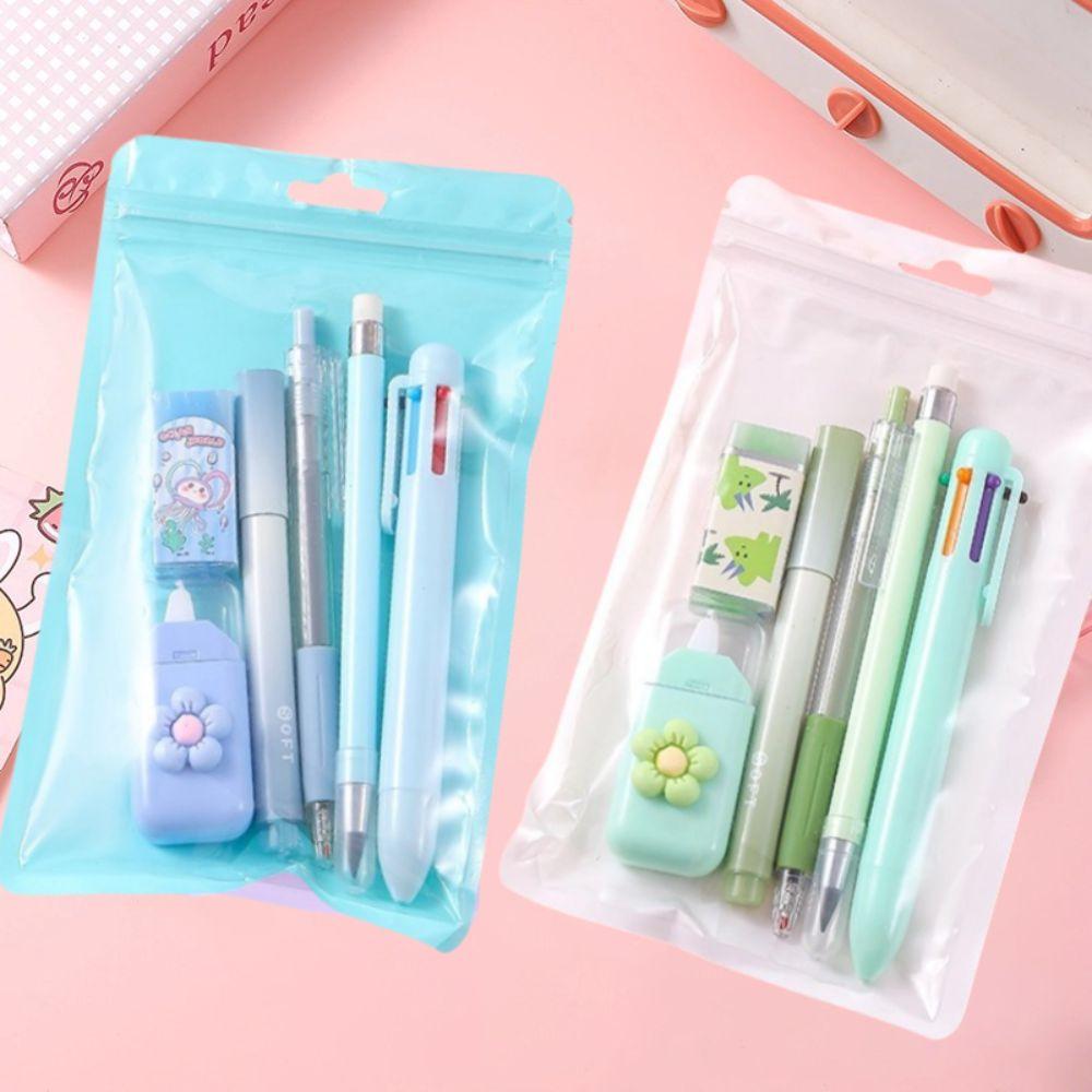 Cartoon Stationery Set 6-in-1 Correction Tape Cute Pencil Eraser Student Supplies