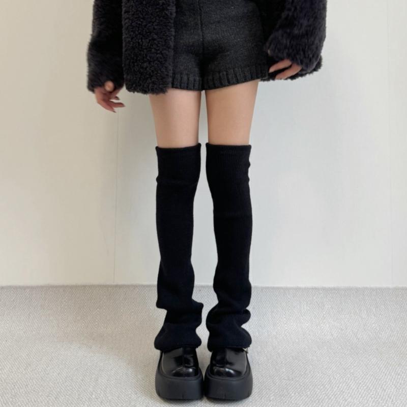 Damen Mädchen Süße Beinwärmer Gestrickt Ausgestellte Beinärmel Goth Häkeln Lockerer Bund Knöchel Haufen Socken Oberschenkel Hohe Socken