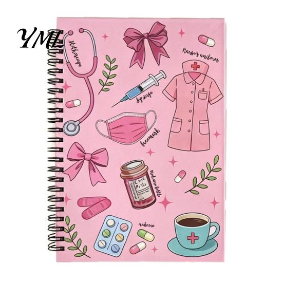 Healthcare Practitioner Journal Medical Themed Coil Notebook, Double Cover Design Thick Ink-proof Paper School Writing Notebook Notepad, Spiral Bound