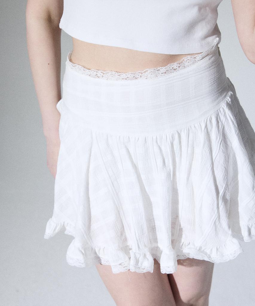 ALIENAR Lace Check Flare Skirt