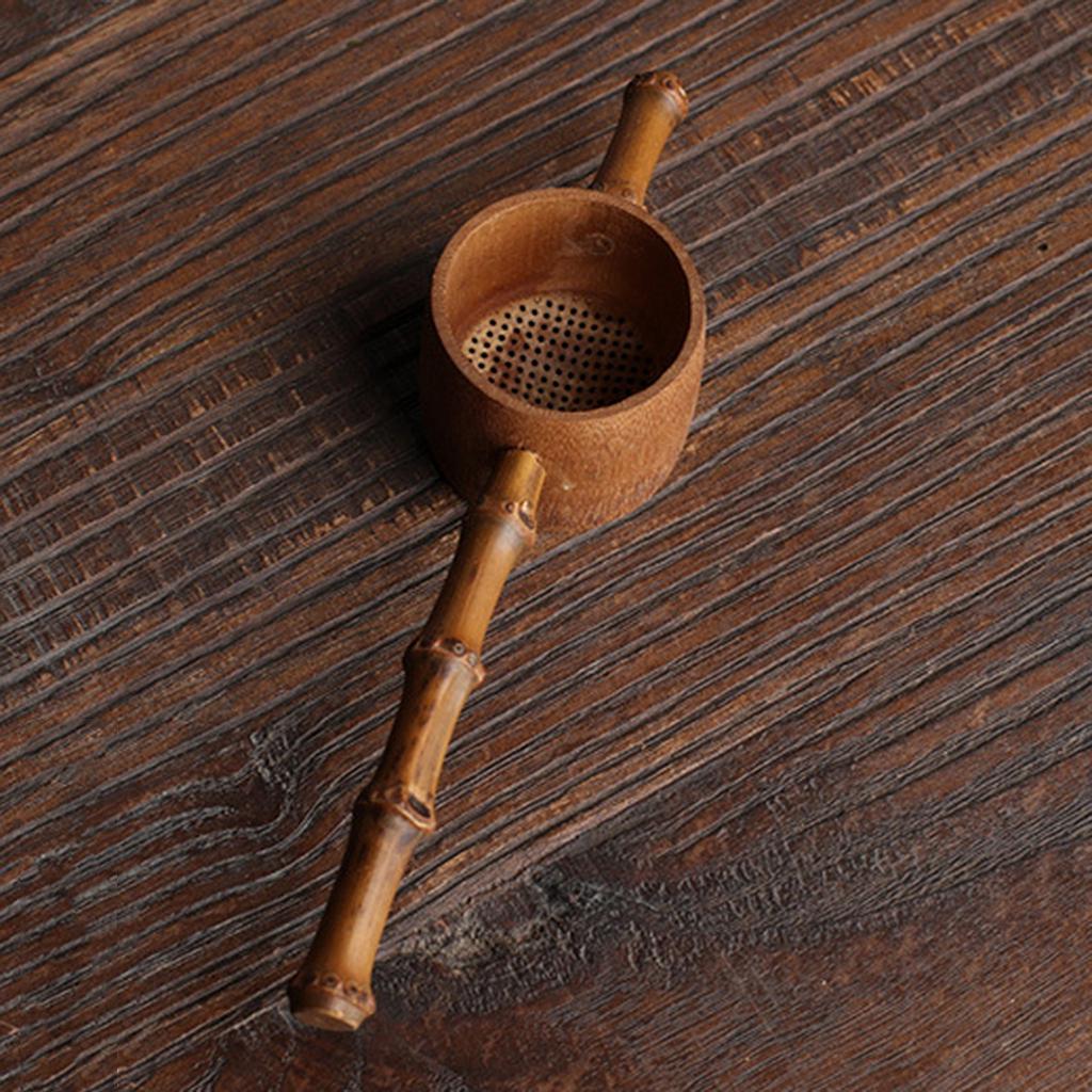 Bamboo Infuser Strainer Mesh Tea Filter Spoon Locking Spice Plain Nature For Spices, Loose