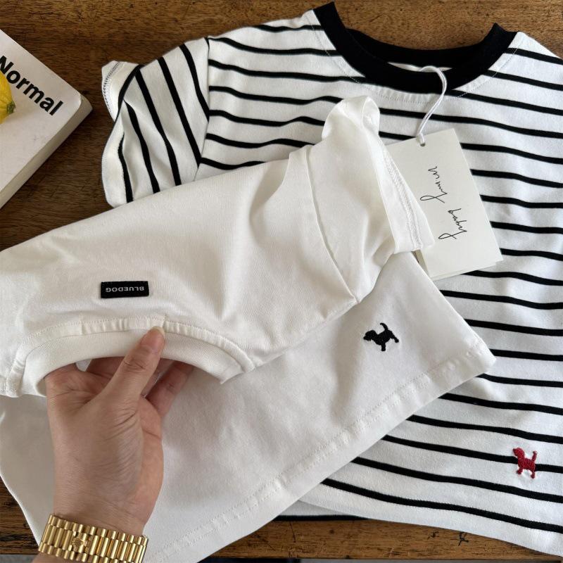 In Stock! Trendy 2025 Summer Japanese Striped T-Shirt for Toddlers – All-Cotton, Short-Sleeved for Boys & Girls