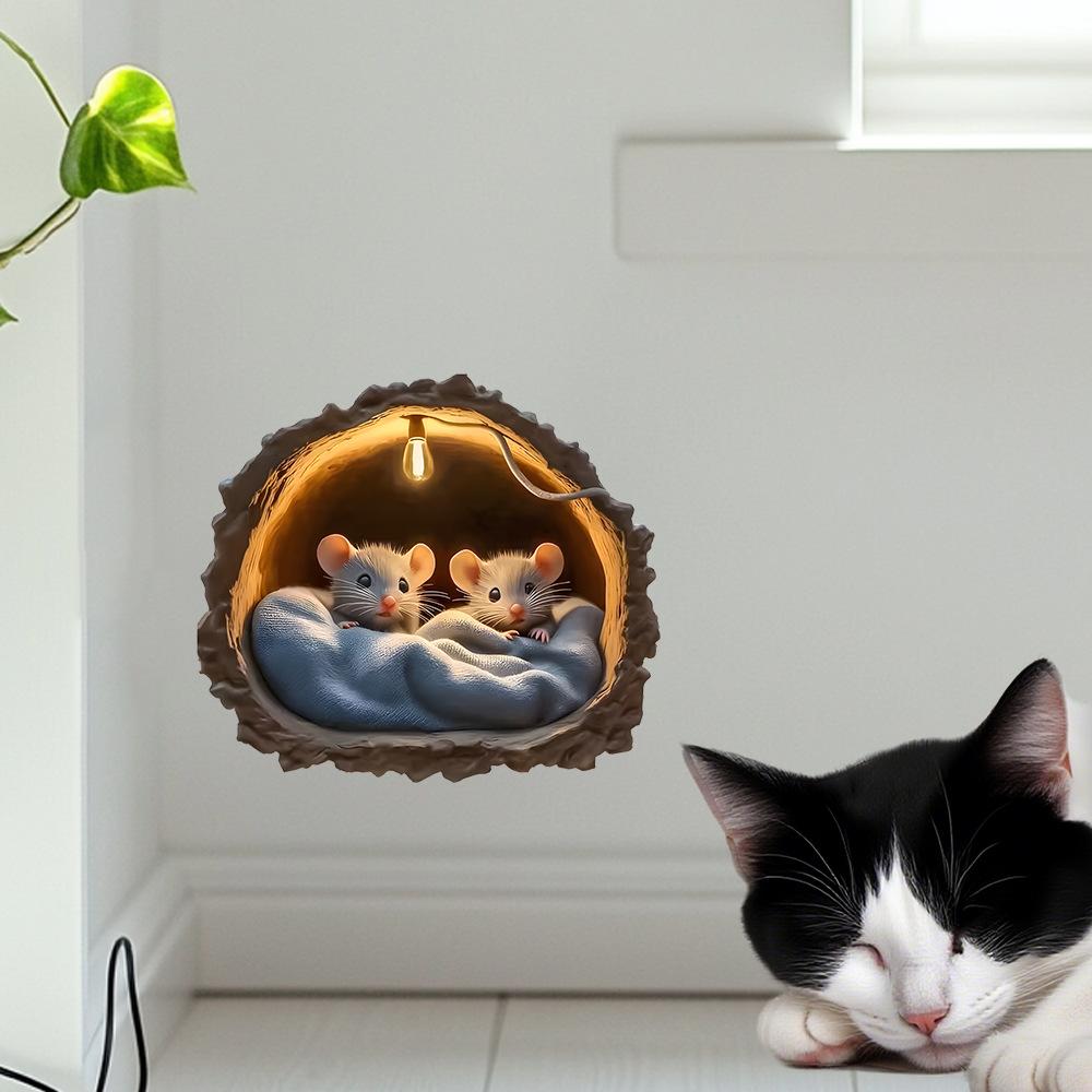 Adesivi Murali Creativi 3D Buco del Topo Curativo, Decalcomanie Autoadesive Rimovibili Senza Tracce per Decorazione Murale Domestica
