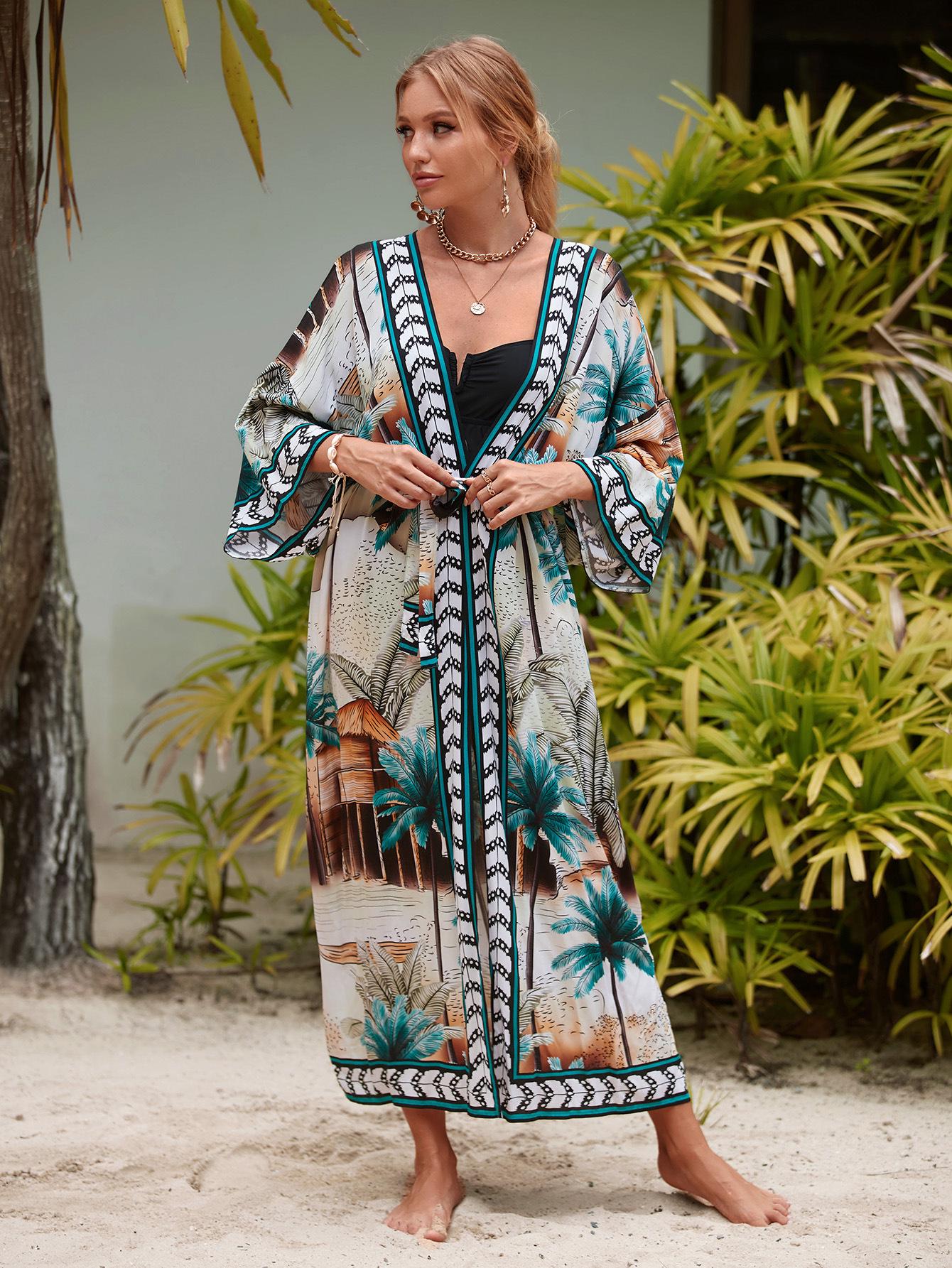 

Жіноча європейська та американська бавовняна пляжна куртка 2023 року: Сексуальний сонцезахисний кардиган-бікіні-накладка One Size