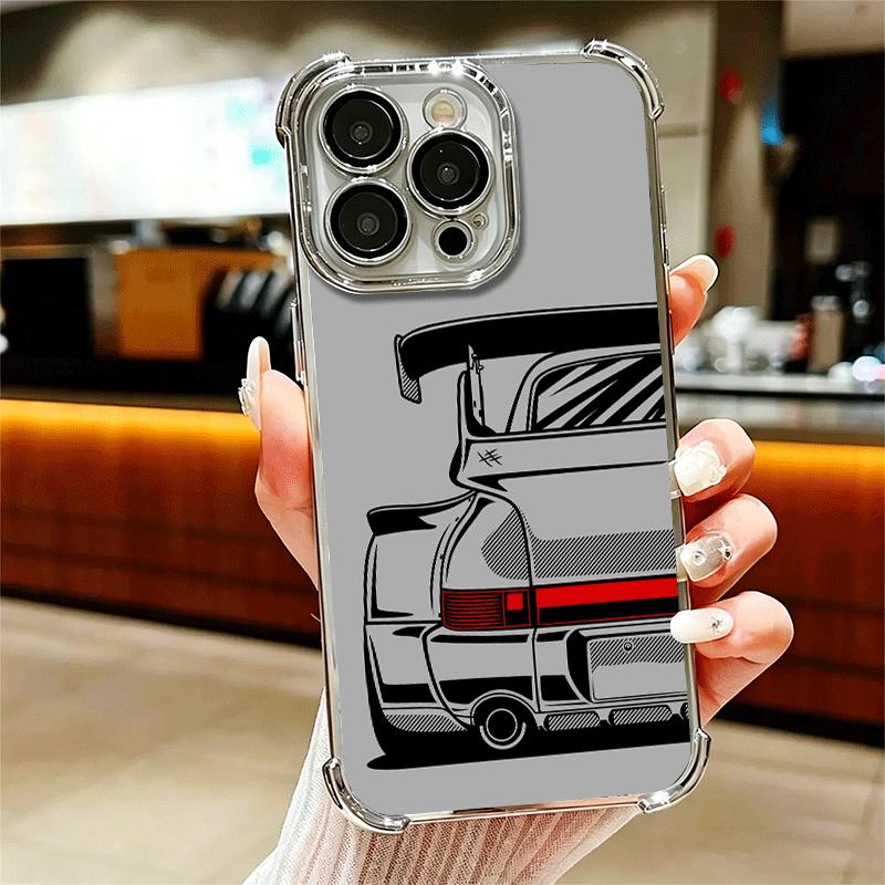 

Super Sports Car Simple Desgin Soft Phone Case For iPhone 15 16 17 Air 14 Pro Max 16E Plus 13 12 Mini Plating Anti-Fall Fundas iPhone 15 Plus