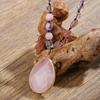Bohemian Rose Quartz Faceted Crystal Pendant Necklace