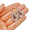 Natural Red Garnet Dangle Earrings: 925 Sterling Silver Jewelry