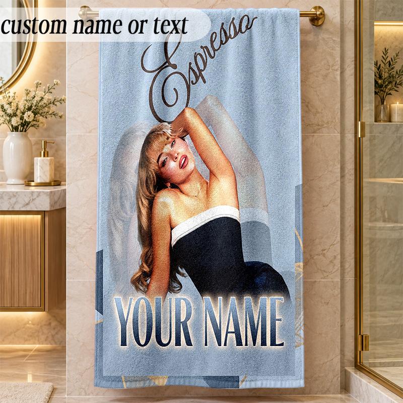 Beach TowelSabrina Carpenter Custom Name Text Personalized Soft Towel for Beach Pool Indoor Home Decor Gift