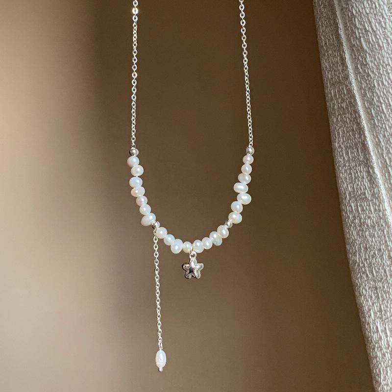 Women s Collarbone Light Luxury Niche Necklace Freshwater Pearl Star
