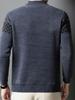 Men's Cozy Fleece-Lined Striped Sweater - Casual Round Neck Knit Pullover for Fall/Winter, Warm & Stylish