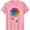 Rainbow Sunflower Be Kind Autism Awareness Graphic Tee Casual Cotton T-Shirt Unisex
